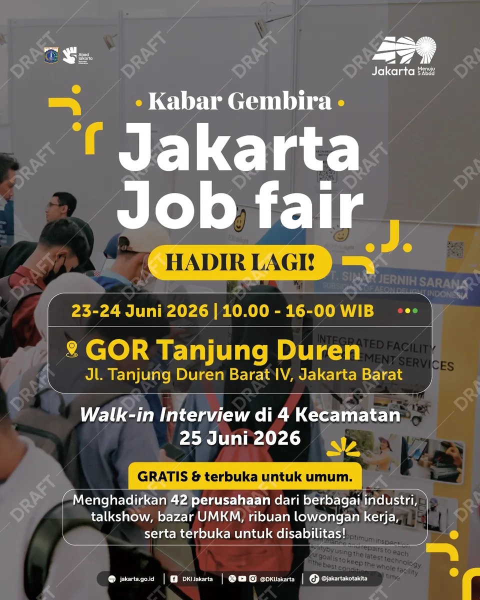 Job Fair Provinsi Papua Barat 2026 (Suku Dinas TKTE Wilayah Provinsi Papua Barat Barat) : 23-24 Juni 2026